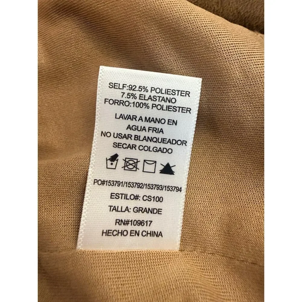 New Stella Luce Tan Faux Suede Scalloped Shorts Boho Size Large - Picture 5 of 6